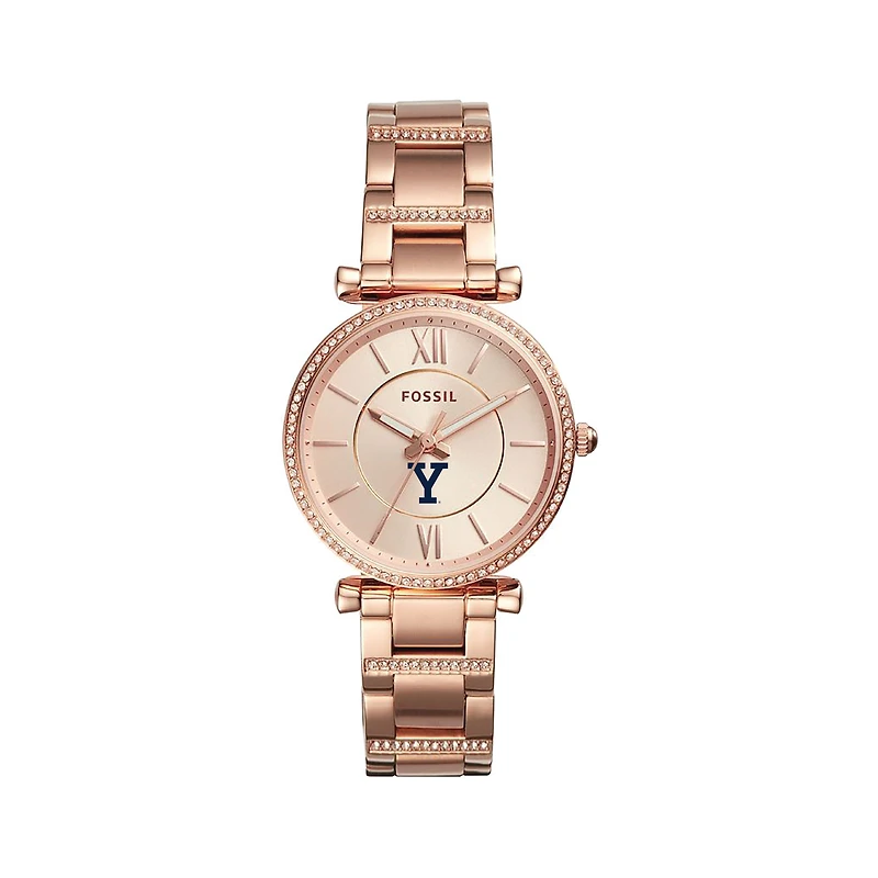 Women's Fossil Gold Yale Bulldogs Carlie Rose Stainless Steel Watch