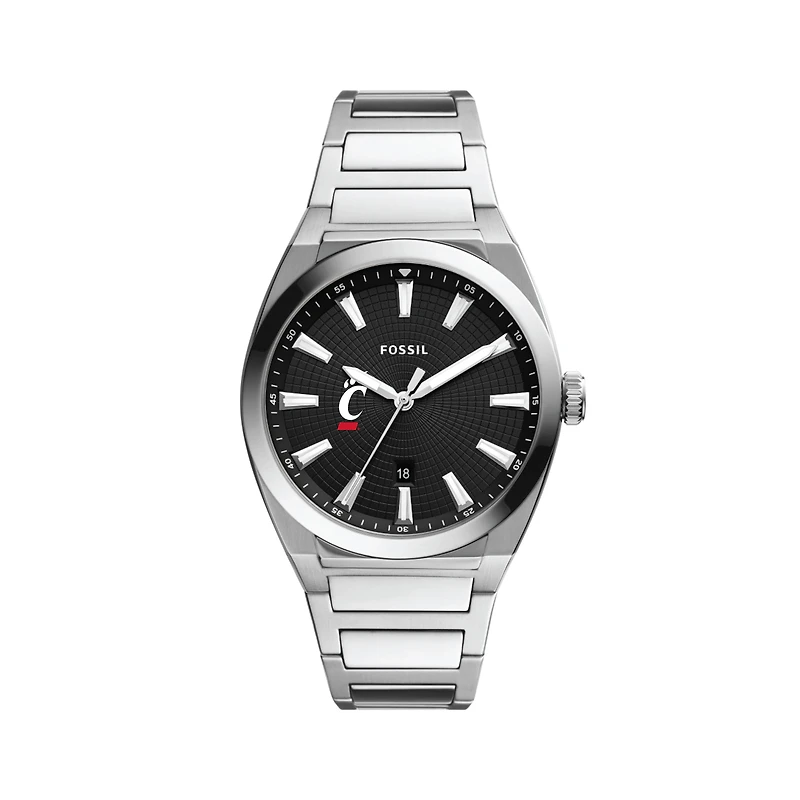 Men's Fossil  Black Cincinnati Bearcats Everett Stainless Steel Watch