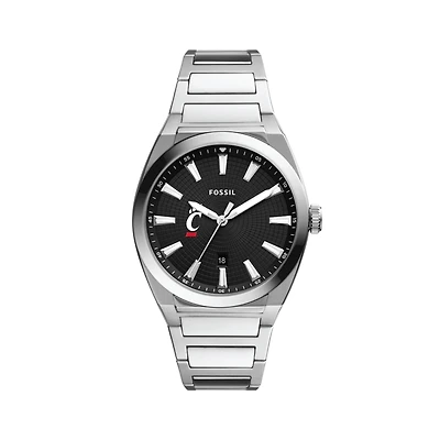 Men's Fossil  Black Cincinnati Bearcats Everett Stainless Steel Watch