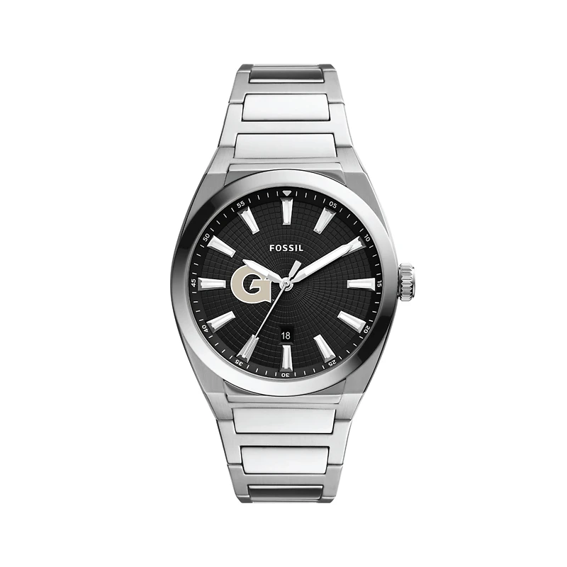 Men's Fossil  Black Georgetown Hoyas Everett Stainless Steel Watch