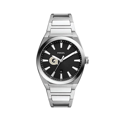 Men's Fossil  Black Georgetown Hoyas Everett Stainless Steel Watch