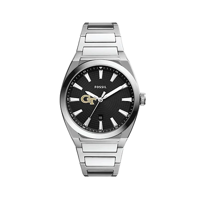 Men's Fossil  Black Georgia Tech Yellow Jackets Everett Stainless Steel Watch