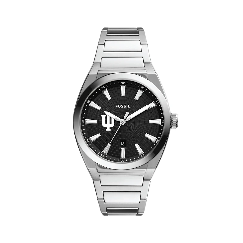 Men's Fossil  Black Indiana Hoosiers Everett Stainless Steel Watch