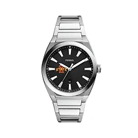 Men's Fossil  Black Iowa State Cyclones Everett Stainless Steel Watch
