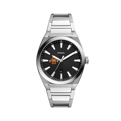 Men's Fossil  Black Iowa State Cyclones Everett Stainless Steel Watch