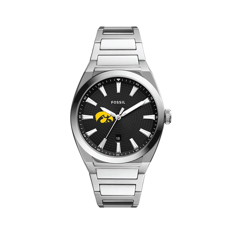 Men's Fossil  Black Iowa Hawkeyes Everett Stainless Steel Watch