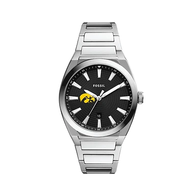Men's Fossil  Black Iowa Hawkeyes Everett Stainless Steel Watch