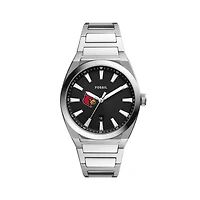 Men's Fossil  Black Louisville Cardinals Everett Stainless Steel Watch