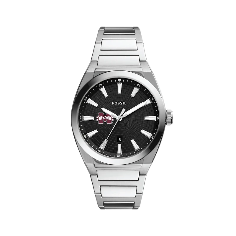 Men's Fossil  Black Mississippi State Bulldogs Everett Stainless Steel Watch