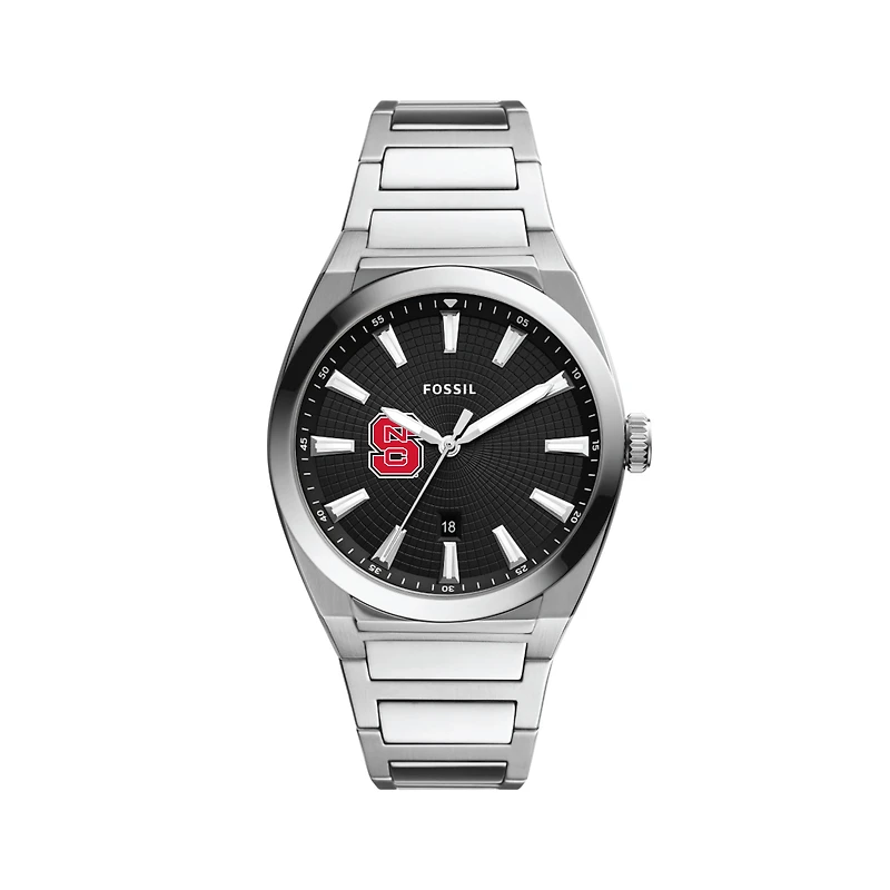 Men's Fossil  Black NC State Wolfpack Everett Stainless Steel Watch