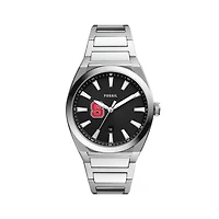 Men's Fossil  Black NC State Wolfpack Everett Stainless Steel Watch