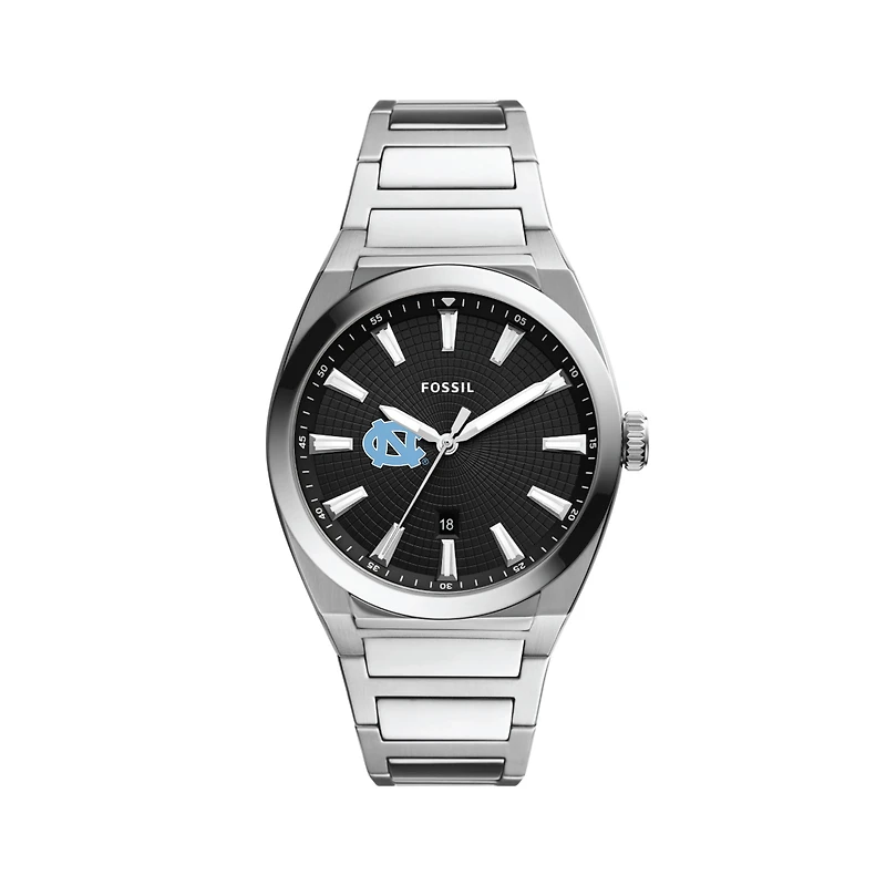 Men's Fossil  Black North Carolina Tar Heels Everett Stainless Steel Watch