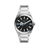 Men's Fossil  Black North Carolina Tar Heels Everett Stainless Steel Watch