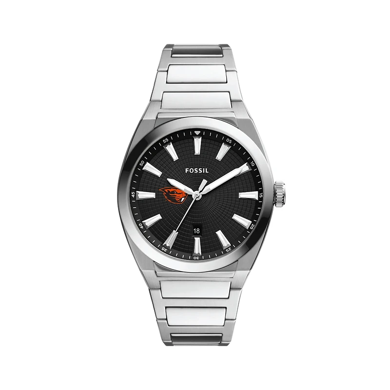 Men's Fossil  Black Oregon State Beavers Everett Stainless Steel Watch