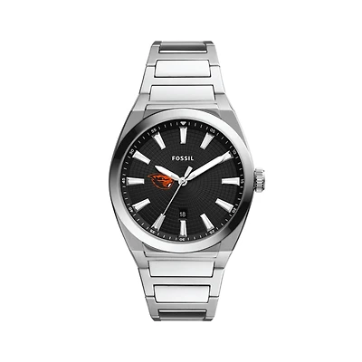 Men's Fossil  Black Oregon State Beavers Everett Stainless Steel Watch