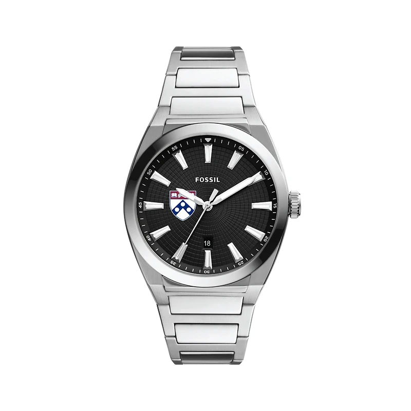 Men's Fossil  Black Pennsylvania Quakers Everett Stainless Steel Watch