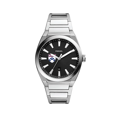 Men's Fossil  Black Pennsylvania Quakers Everett Stainless Steel Watch