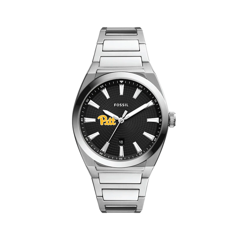 Men's Fossil  Black Pitt Panthers Everett Stainless Steel Watch