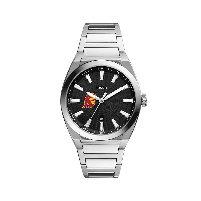 Men's Fossil  Black USC Trojans Everett Stainless Steel Watch