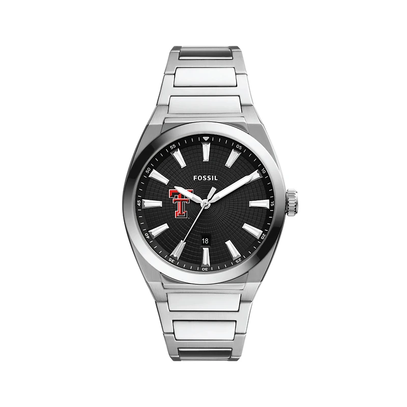 Men's Fossil  Black Texas Tech Red Raiders Everett Stainless Steel Watch