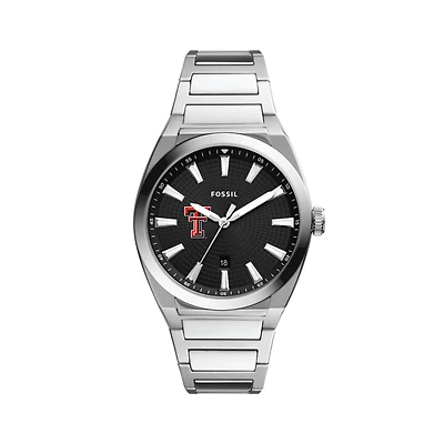 Men's Fossil  Black Texas Tech Red Raiders Everett Stainless Steel Watch