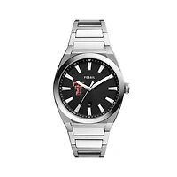 Men's Fossil  Black Texas Tech Red Raiders Everett Stainless Steel Watch