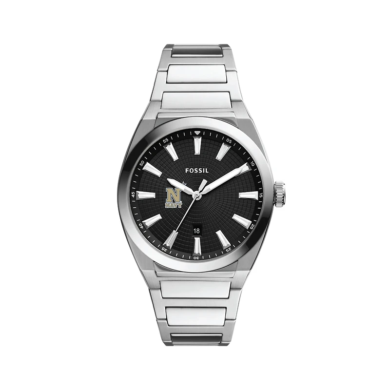 Men's Fossil  Black Navy Midshipmen Everett Stainless Steel Watch