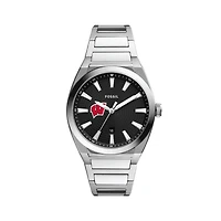 Men's Fossil  Black Wisconsin Badgers Everett Stainless Steel Watch