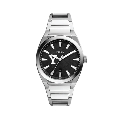 Men's Fossil  Black Yale Bulldogs Everett Stainless Steel Watch