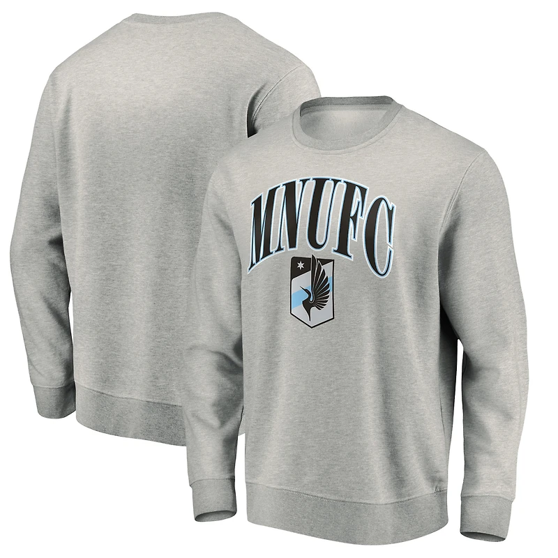 Men's Heather Gray Minnesota United FC Team Arch Pullover Sweatshirt