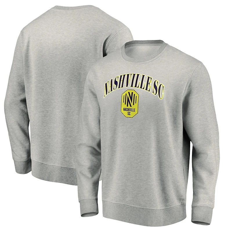 Men's Heather Gray Nashville SC Team Arch Pullover Sweatshirt