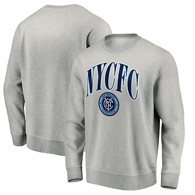 Men's Heather Gray New York City FC Team Arch Pullover Sweatshirt
