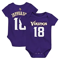 Newborn & Infant Justin Jefferson Purple Minnesota Vikings Mainliner Player Name & Number Bodysuit