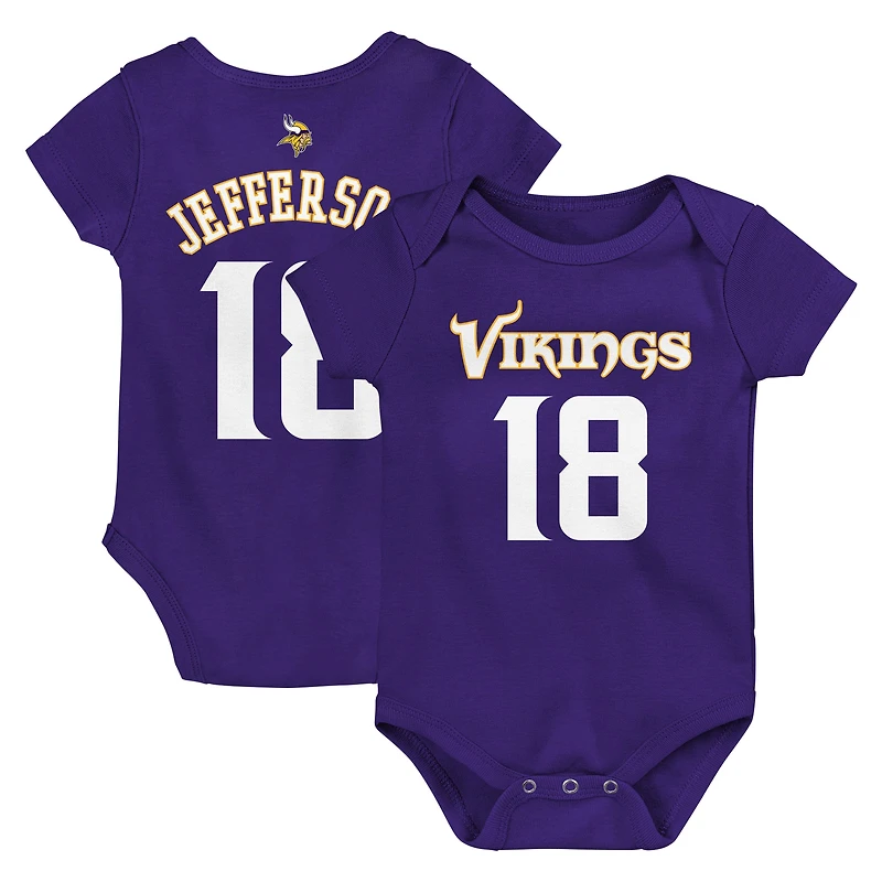 Newborn & Infant Justin Jefferson Purple Minnesota Vikings Mainliner Player Name & Number Bodysuit