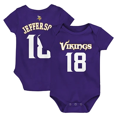 Newborn & Infant Justin Jefferson Purple Minnesota Vikings Mainliner Player Name & Number Bodysuit