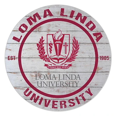 LLU Lions 20'' x 20'' Indoor/Outdoor Weathered Circle Sign