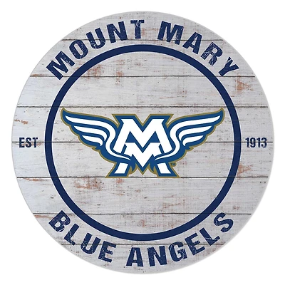 Mount Mary Blue Angels 20'' x 20'' Indoor/Outdoor Weathered Circle Sign