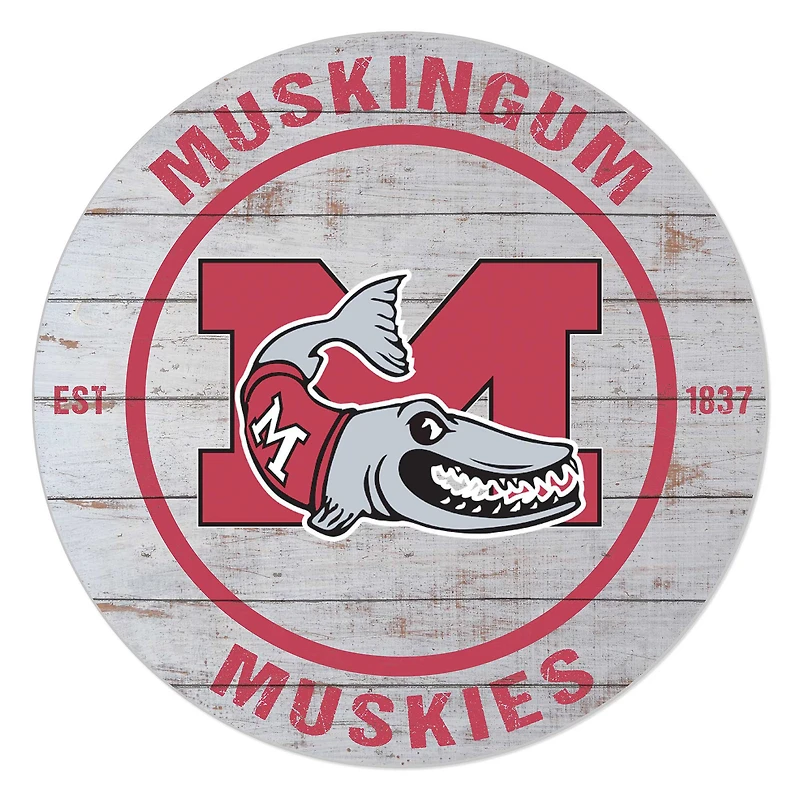 Muskingum Muskies 20'' x 20'' Indoor/Outdoor Weathered Circle Sign