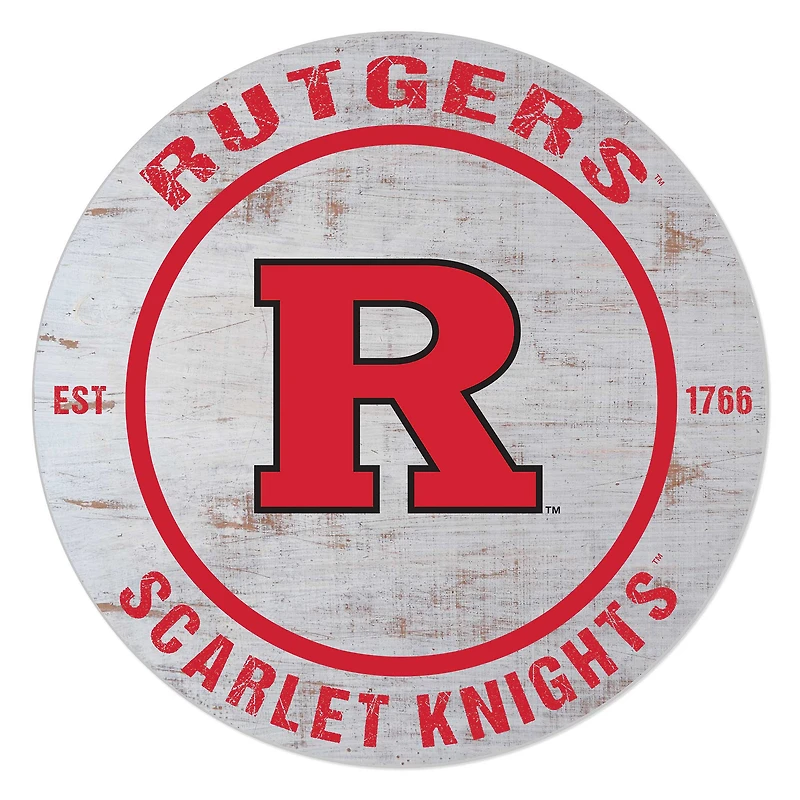 Rutgers Scarlet Knights 20'' x 20'' Indoor/Outdoor Weathered Circle Sign