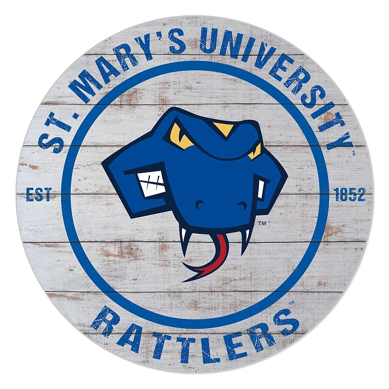 St. Mary's University Rattlers 20'' x 20'' Indoor/Outdoor Weathered Circle Sign
