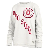 Women's Pressbox White Ohio State Buckeyes Shoreline Sundown Pullover Sweatshirt