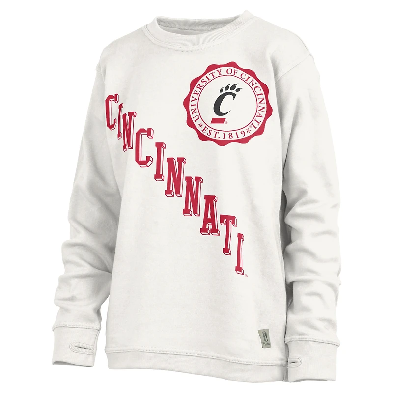 Women's Pressbox White Cincinnati Bearcats Shoreline Sundown Pullover Sweatshirt
