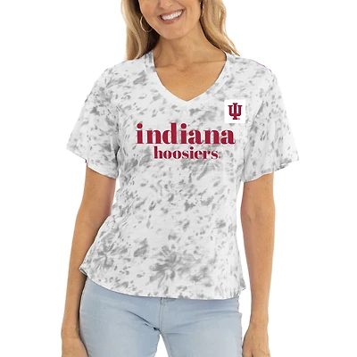 Women's  Gray Indiana Hoosiers Faye Ruffle V-Neck T-Shirt