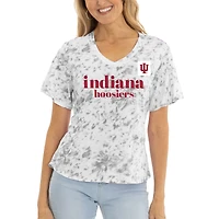Women's  Gray Indiana Hoosiers Faye Ruffle V-Neck T-Shirt