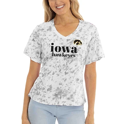 Women's Gray Iowa Hawkeyes Faye Ruffle V-Neck T-Shirt