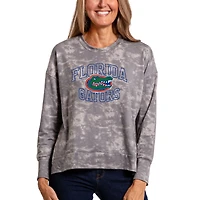 Women's  Gray Florida Gators Brandy Tie-Dye Long Sleeve Tri-Blend Pullover Top