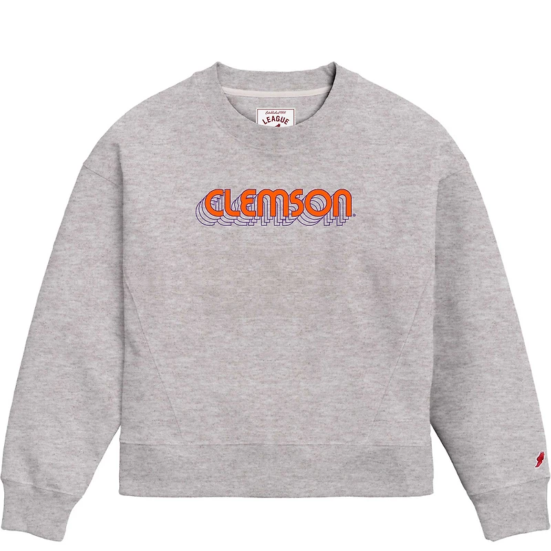 Women's League Collegiate Wear Ash Clemson Tigers Boxy Pullover Sweatshirt