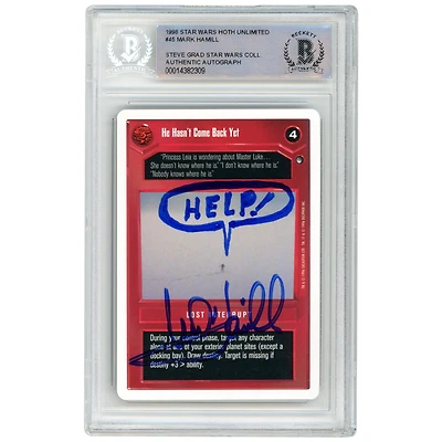 Mark Hamill Star Wars Autographed 1998 CCG Hoth Unlimited #45 BAS Authenticated Card with "Help!" Inscription - The Steve Grad Collection