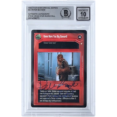Peter Mayhew Star Wars Autographed 1998 CCG Special Edition #51 BGS Authenticated 10 Card with "Chewbacca" Inscription