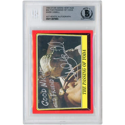 Mark Hamill Star Wars Autographed 2004 Topps Heritage #54 Beckett Authenticated Card with "Good Night Old Friend" Inscription